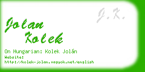 jolan kolek business card